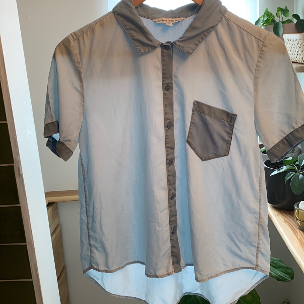Rachel Antonoff for & Other Stories blue button up crop size S
